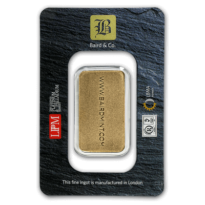 20g Gold Bar - Baird & Co Minted Certicard