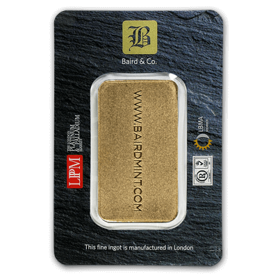 50g Gold Bar - Baird & Co Minted Certicard