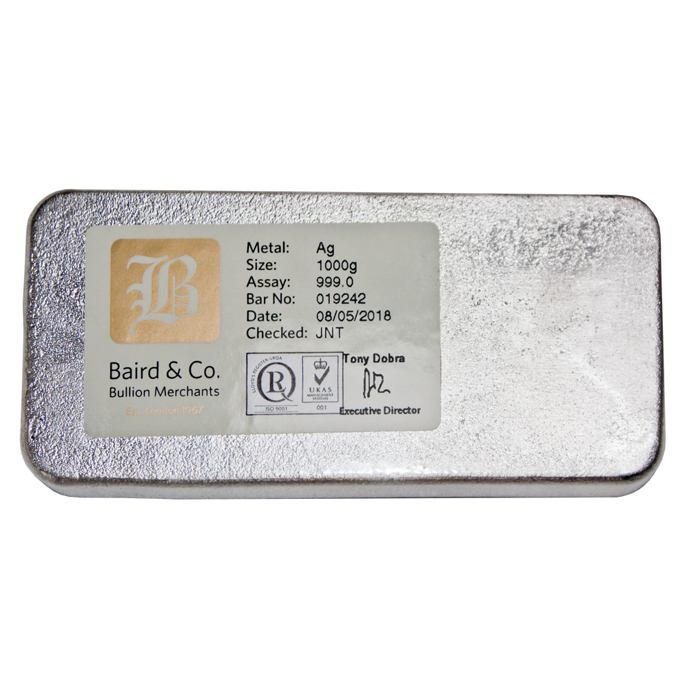 1kg Silver Cast Bar - Baird & Co