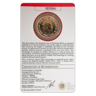 2017 Certicard Gold Sovereign