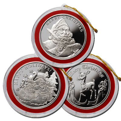 9 x 1oz Silver Christmas Round Bundle