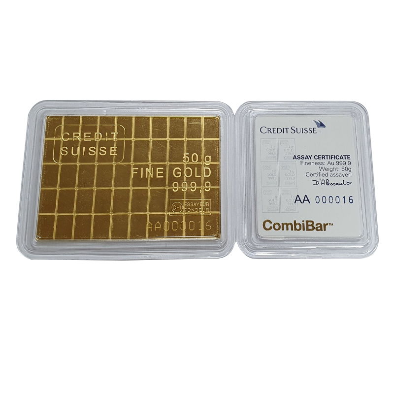 50 x 1 Gram Gold Bar Credit Suisse Combi Bar