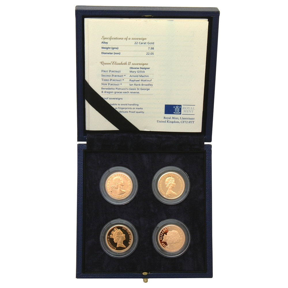 Royal Portrait Collection Four Gold Sovereign Coin Proof Set