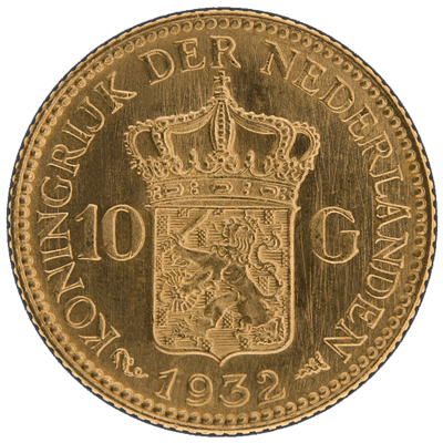 Netherlands 10 Guilders Gold Coin