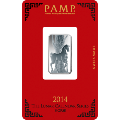 PAMP 10 Gram Lunar Horse Silver Certicard Bar