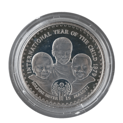 1979 Lesotho Silver 15 Maloti Year of The Child Proof Coin