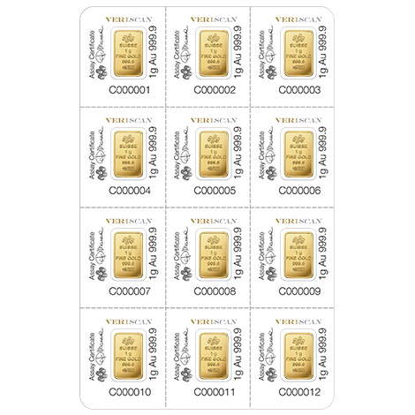 12 x 1g Gold Bars Multigram | PAMP Fortuna