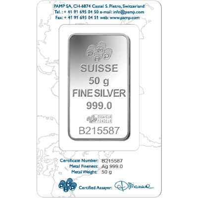 50g Silver Bar | PAMP Fortuna