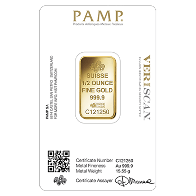 1/2oz Gold Bar | PAMP Fortuna Veriscan