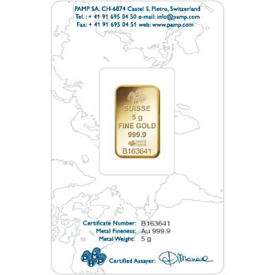 5g Gold Bar | PAMP Rosa Certicard