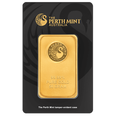 50g Gold Bar | Black Certicard | Perth Mint