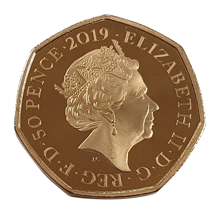 2019 Proof 50 Pence Peter Rabbit Gold Coin