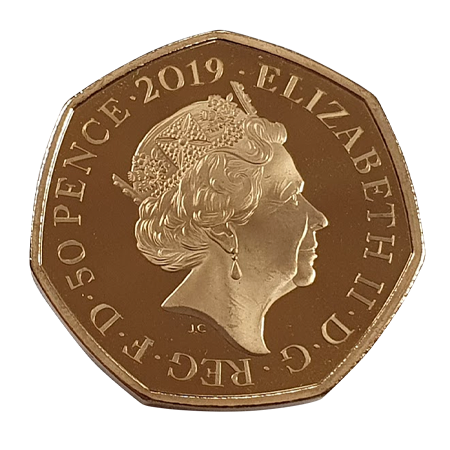 2019 Proof 50 Pence Peter Rabbit Gold Coin