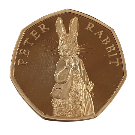 2019 Proof 50 Pence Peter Rabbit Gold Coin