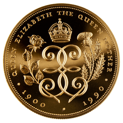1990 Five Pound Gold Proof - Queen Mother 90th Birthday