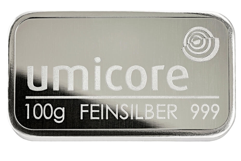 GRUPPO Umicore 100g Fine Silver feinsilber 999 BAR 