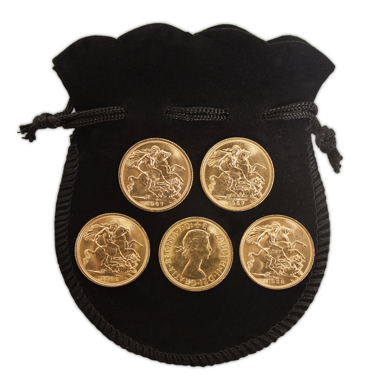 Investment Bundle - 5 x Queen Elizabeth II Pre Decimal Gold Sovereigns