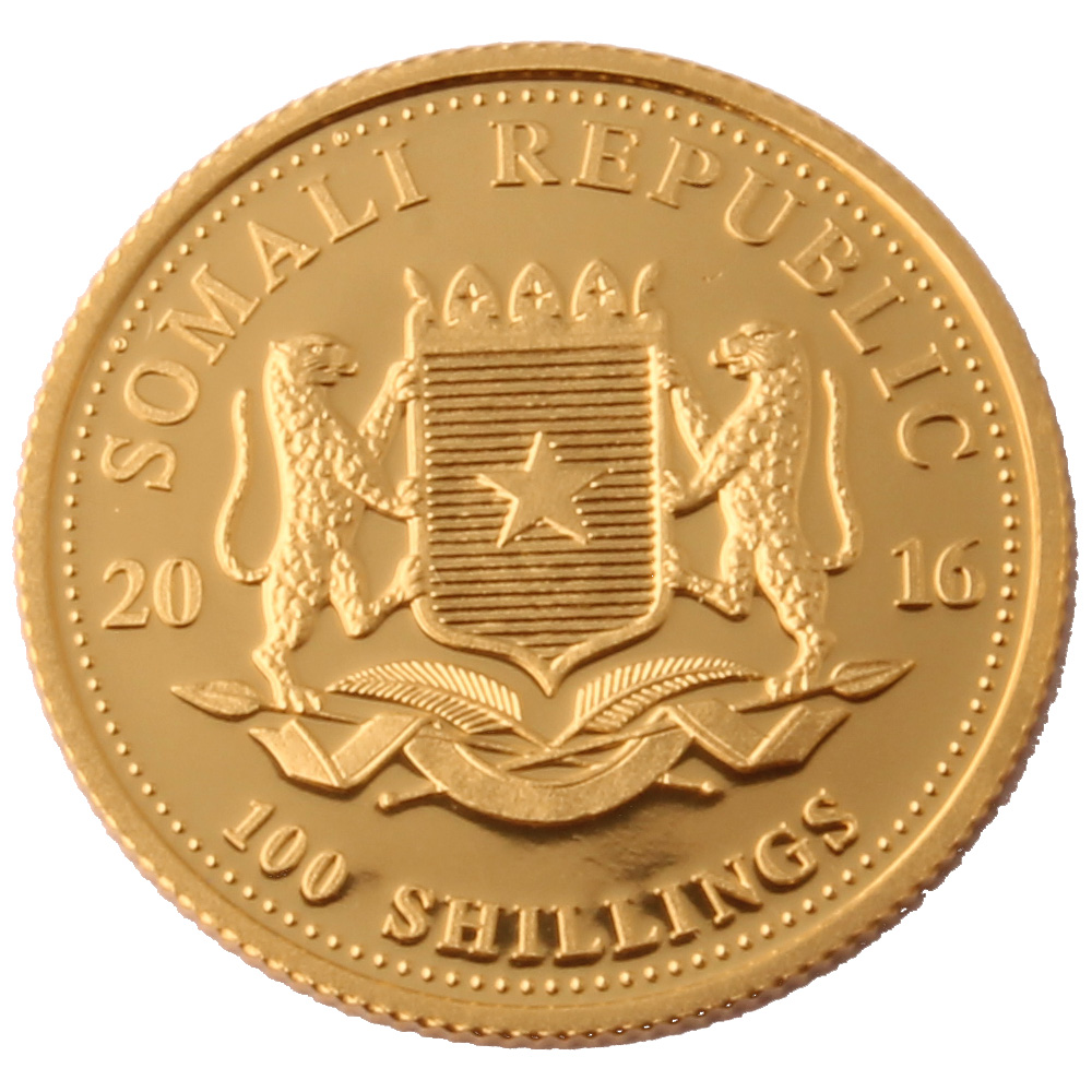 2016 1/10 Somalia Elephant Gold Coin