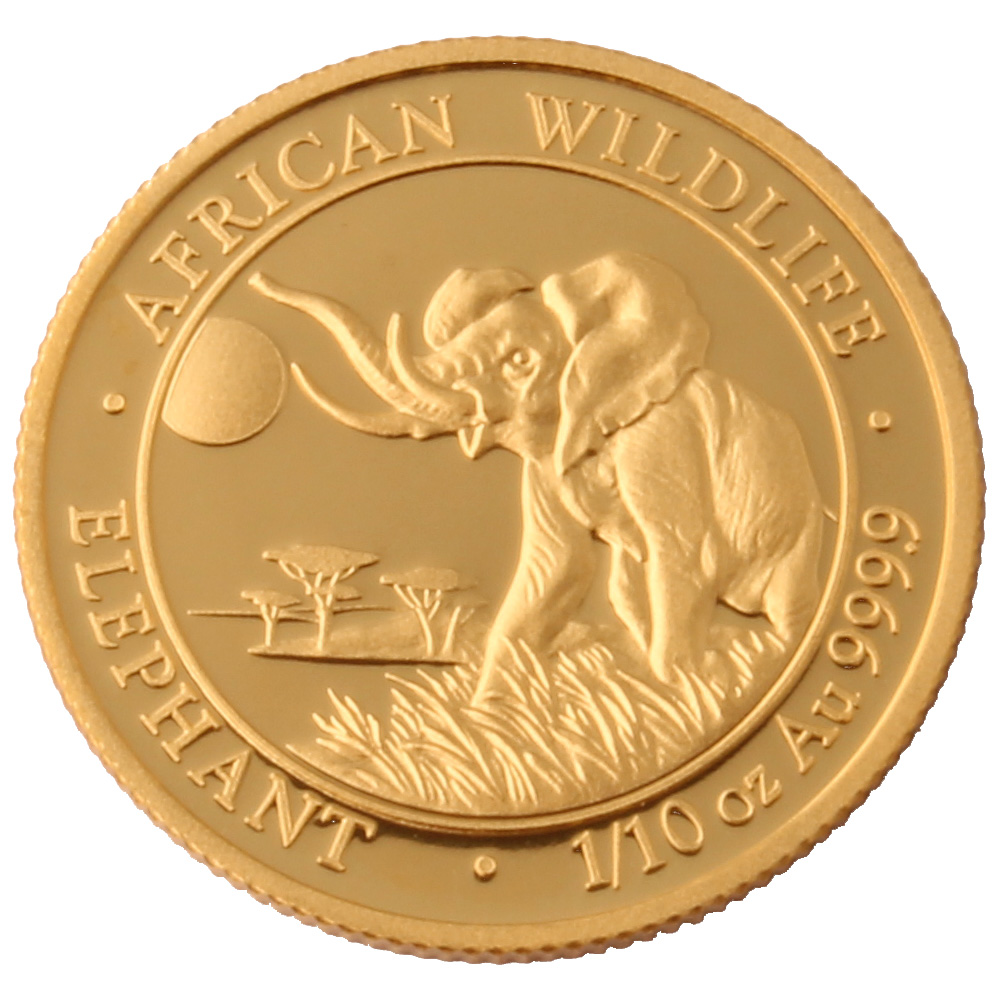 2016 1/10 Somalia Elephant Gold Coin