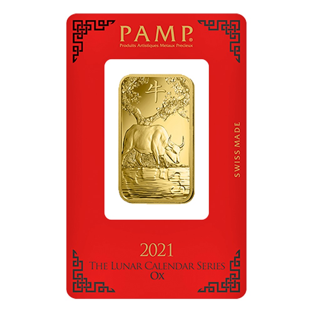 2021 1oz Gold Bar - PAMP Lunar Ox Certicard