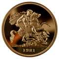 Full Sovereign 1981 Elizabeth II Decimal Proof Gold Coin