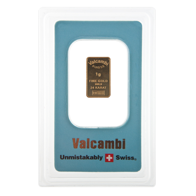 1g Gold Bar - Valcambi Blue Certified