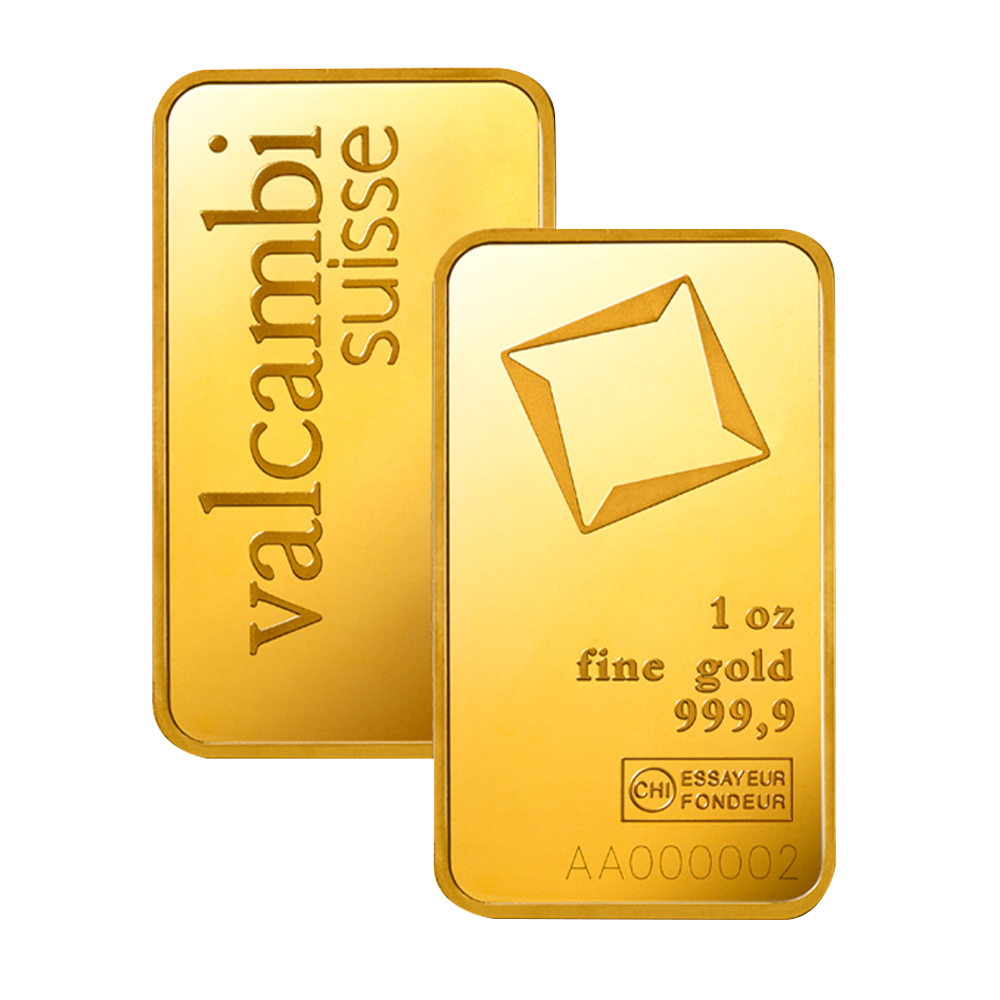 1oz Gold Bar - Valcambi Certified