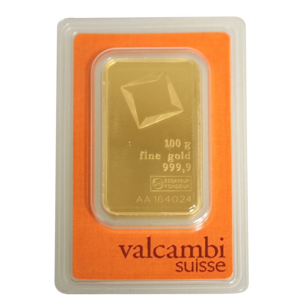 100g Gold Bar - Valcambi Certified