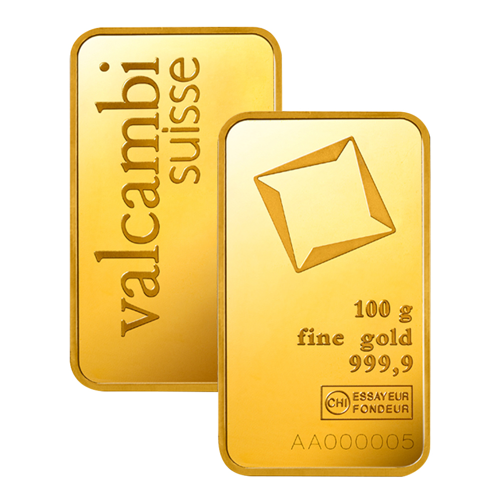 100g Gold Bar - Valcambi Certified