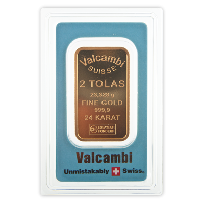 2 Tola Gold Bar - Valcambi Blue Certified