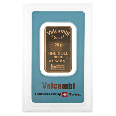 20g Gold Bar - Valcambi Blue Certified