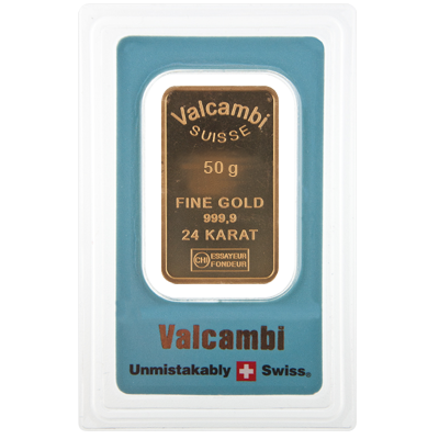 50g Gold Bar - Valcambi Blue Certified