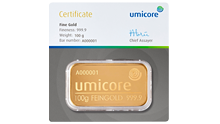 Umicore 100g Gold Bullion Bar